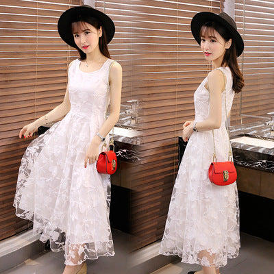 Lace Dress Summer Long Dress Slim Slim Look Vest Dress Sweet Fresh Beach Dress