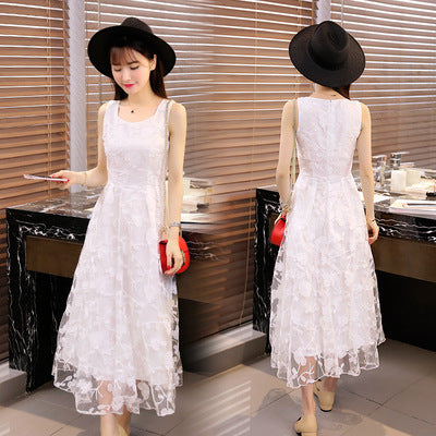 Lace Dress Summer Long Dress Slim Slim Look Vest Dress Sweet Fresh Beach Dress