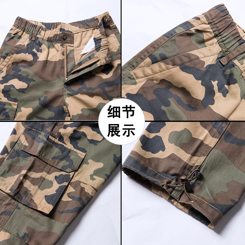 Autumn and Winter Thickened New Arrival Multi-Pocket Camouflage Crane Pants Men's Trendy Straight Loose Sports Casual Trousers Work Pants