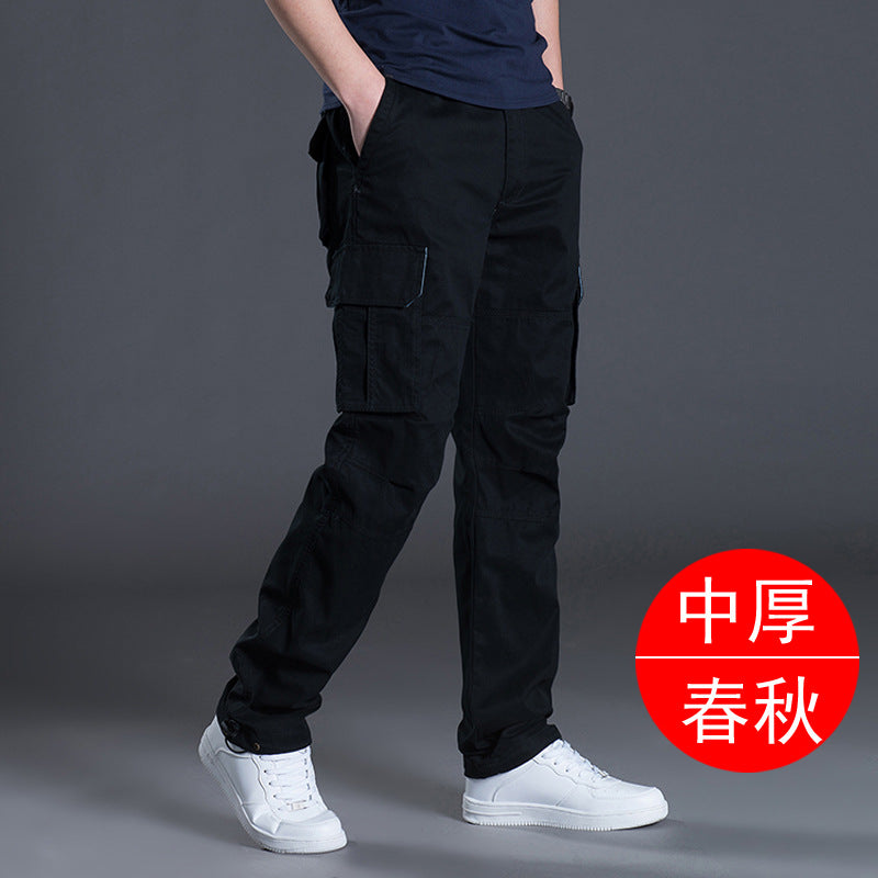 Autumn and Winter Thickened New Arrival Multi-Pocket Camouflage Crane Pants Men's Trendy Straight Loose Sports Casual Trousers Work Pants