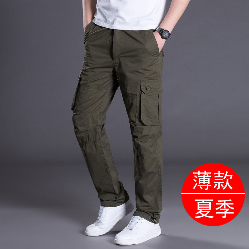 Autumn and Winter Thickened New Arrival Multi-Pocket Camouflage Crane Pants Men's Trendy Straight Loose Sports Casual Trousers Work Pants