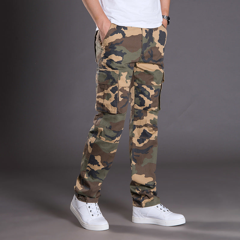 Autumn and Winter Thickened New Arrival Multi-Pocket Camouflage Crane Pants Men's Trendy Straight Loose Sports Casual Trousers Work Pants