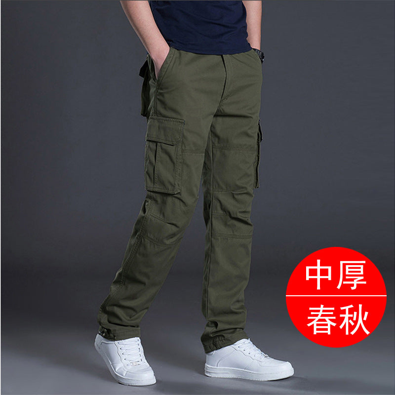 Autumn and Winter Thickened New Arrival Multi-Pocket Camouflage Crane Pants Men's Trendy Straight Loose Sports Casual Trousers Work Pants