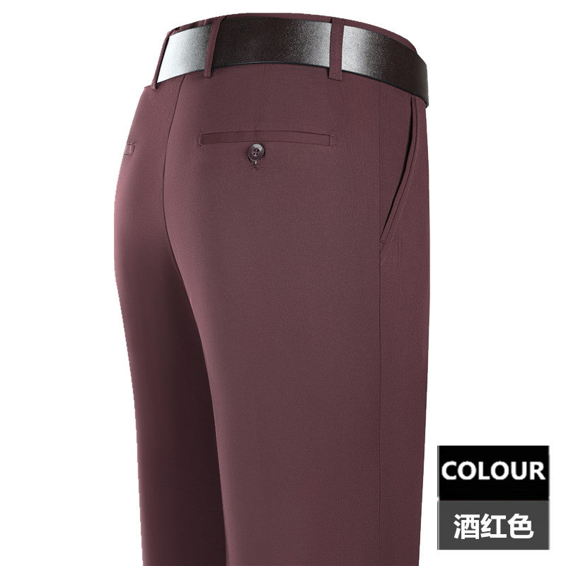2025 New Summer Thin Mulberry Silk Middle-Aged Business Casual Straight Loose Wrinkle-Free Men's Pants