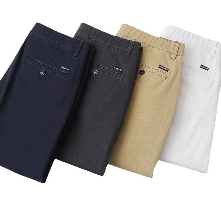 Binhaolu Men's Clothing High-End Pure Cotton Casual Pants for Men, Autumn and Winter Style with Fleece, New Business Style Men's Pants in Navy Blue