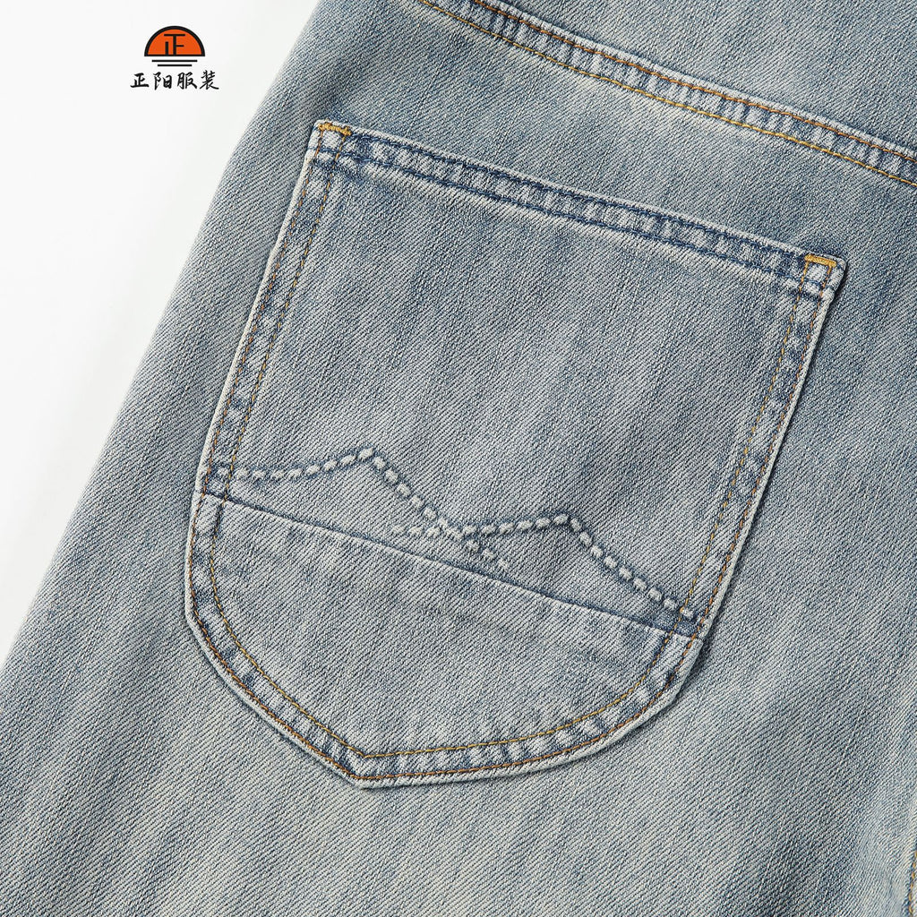 Summer New light blue Jeans Thin Men's Trousers Commuter Retro Fit Small Straight Jeans
