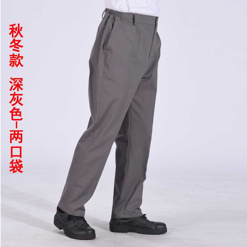 Autumn and Winter Pure Cotton Work Pants for Men, Wear-Resistant Welding Workwear, Blue Construction Site Workshop Handling Work Clothes Pants