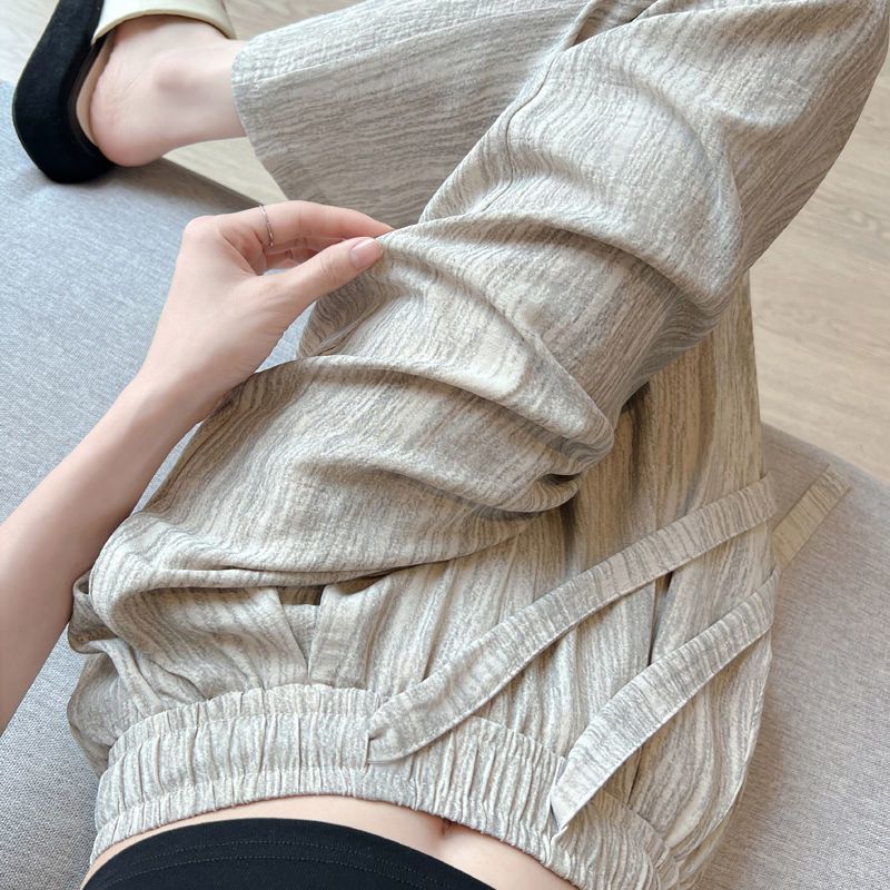 Ice Silk Wide-Leg Pants for Women, Summer Thin Loose Quick-Dry Sports Pants, Casual Straight-Leg Cool Pants, Mosquito-Proof and Sun-Protection Pants