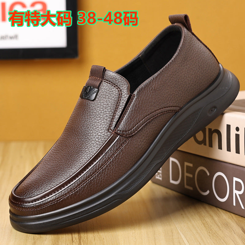 Summer Men's Shoes for Middle-Aged and Elderly People, Genuine Leather Breathable Men's Sandals, Leather Shoes, Soft Soles, Hollow Casual Shoes, Clogs
