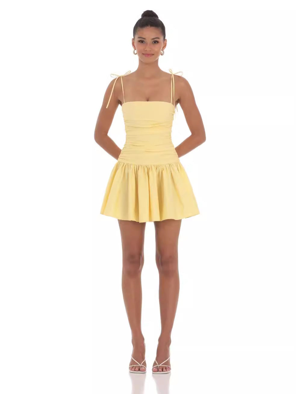 Amazon Hot Sling Women's dress 2024 European and American Summer Lace Pleated Short Dress Spice Girl