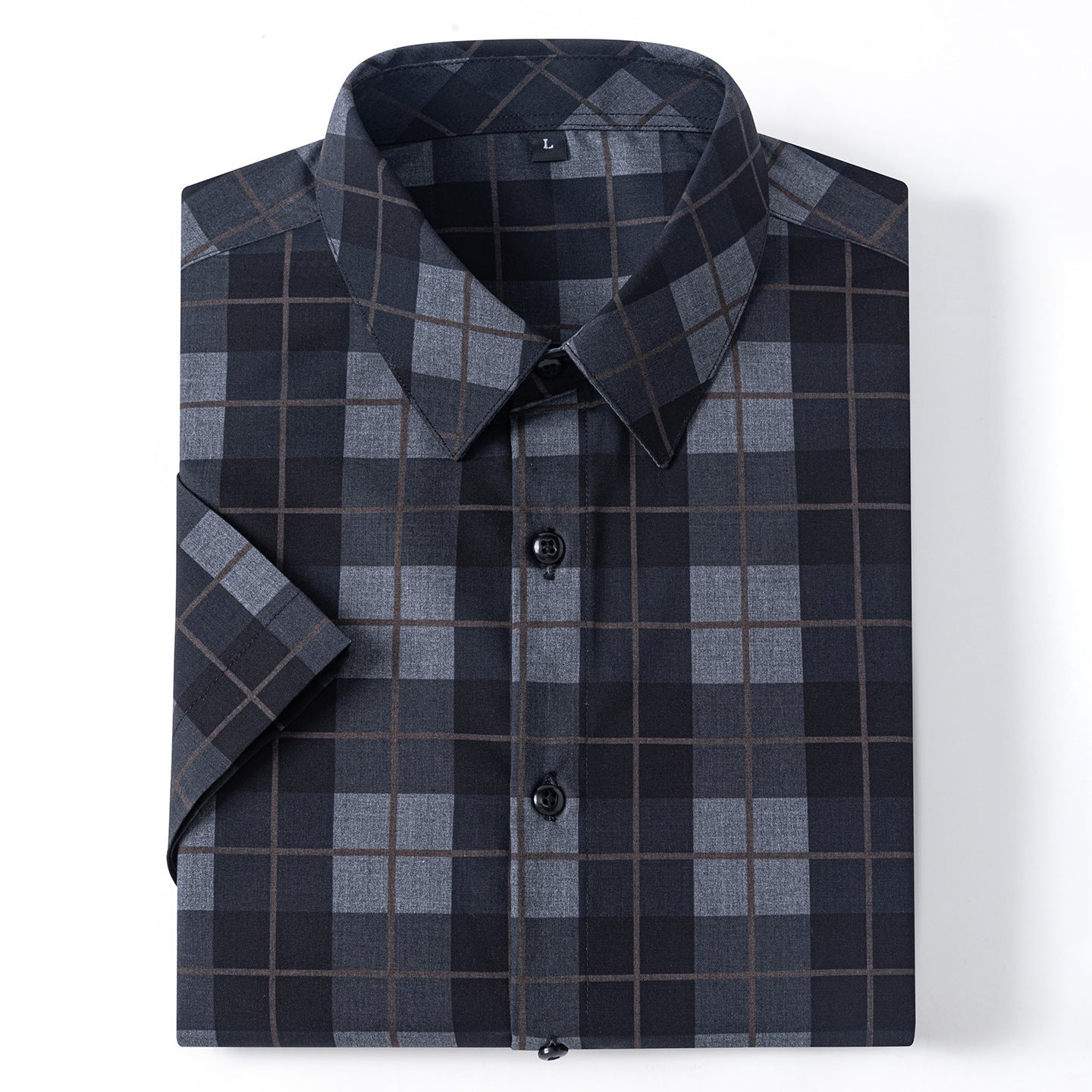 New 2025 Summer New Men's Short-Sleeved Bamboo Fiber Plaid Shirt Casual Half-Sleeved Pocketless Men's Lining
