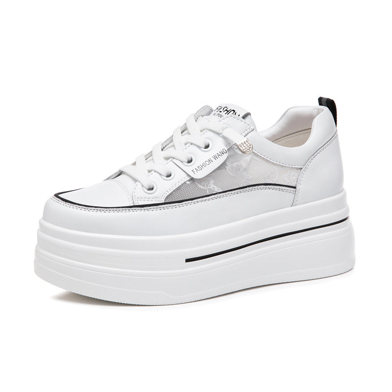 Small Size Women's Shoes 2026 Spring and Summer New Thick-Soled Height-Increasing White Sneakers for Petite Women, Lace-Free White Sneakers, Women's Flats