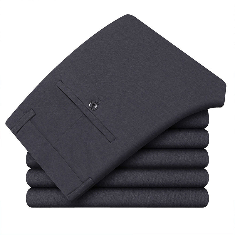 Men's Casual Trousers for Foreign Trade, Loose and Fattened, No-Iron Straight Suit, Business Elastic Trousers Wholesale