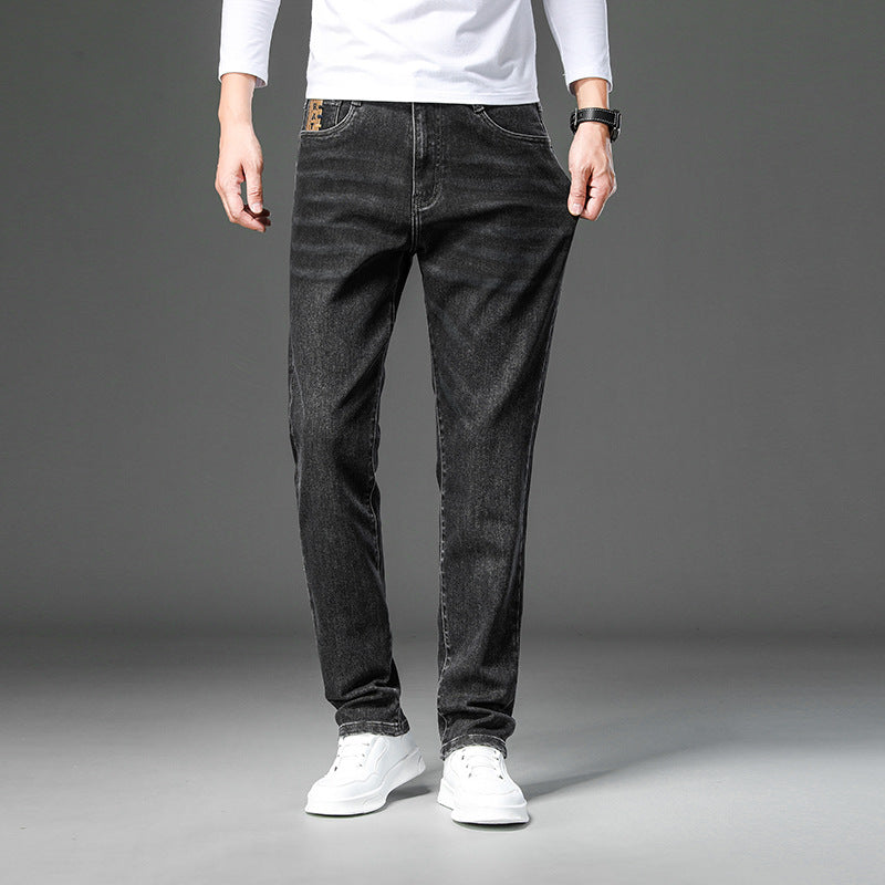 Light Luxury Smoke Grey Jeans Men's Straight Loose Summer Thin Men's Pants 2025 New Casual Trendy Trousers