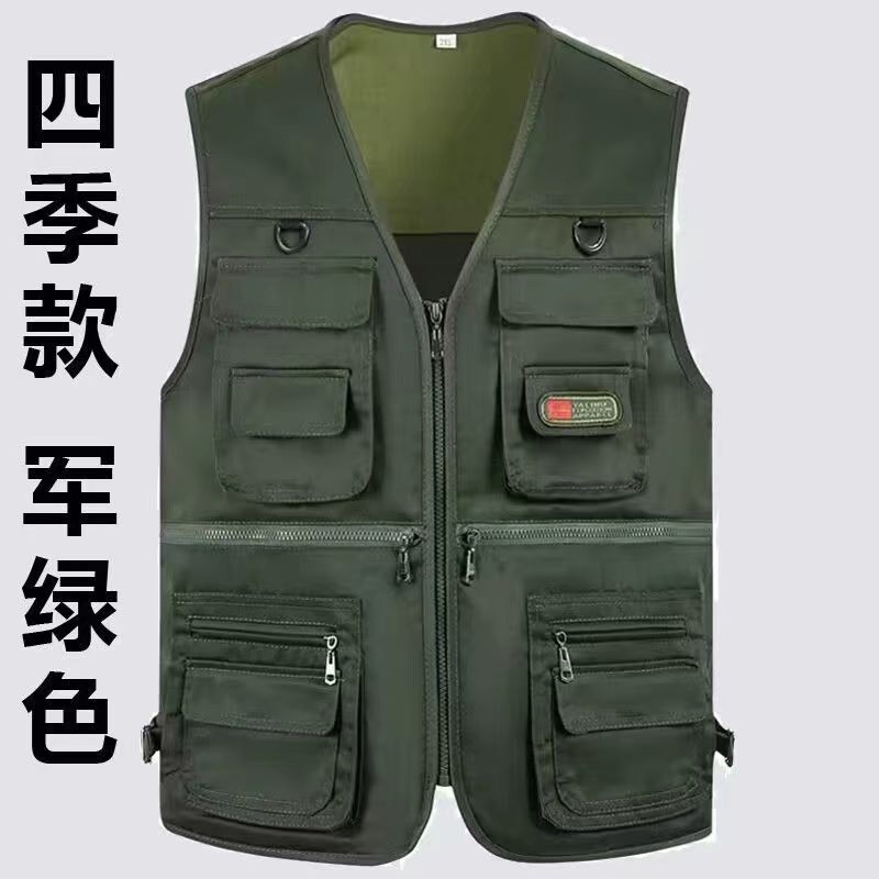 Cross-Border Outdoor Multi-Pocket Vest Men's Fishing Vest Photography Middle-Aged Men's Tops Work Clothes Middle-Aged and Elderly Dad Wear