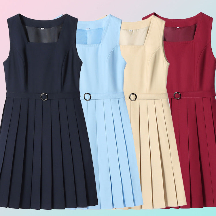 Original Spring and Summer Vest Dress Suit British College Dress Sleeveless Student Class Uniform School Uniform Work Clothing Versatile Women's Skirt