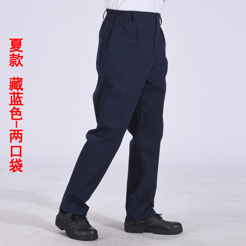Autumn and Winter Pure Cotton Work Pants for Men, Wear-Resistant Welding Workwear, Blue Construction Site Workshop Handling Work Clothes Pants