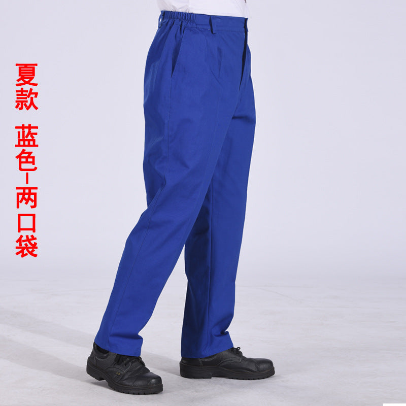 Autumn and Winter Pure Cotton Work Pants for Men, Wear-Resistant Welding Workwear, Blue Construction Site Workshop Handling Work Clothes Pants