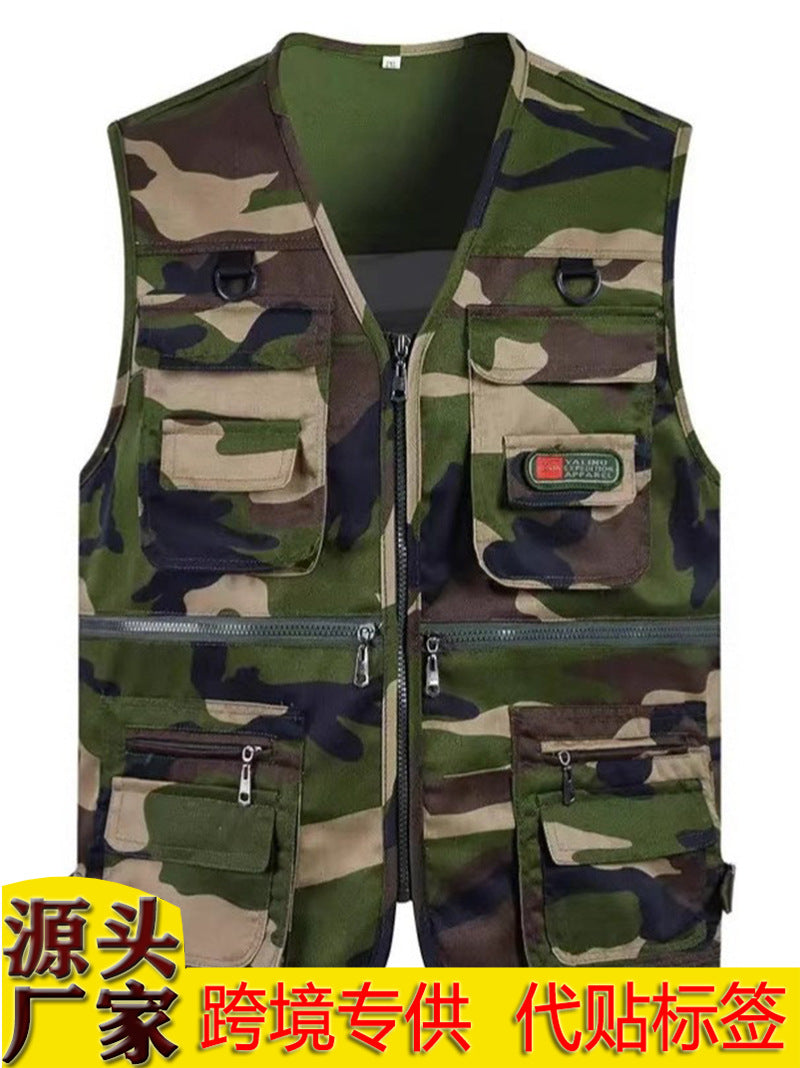Cross-Border Outdoor Multi-Pocket Vest Men's Fishing Vest Photography Middle-Aged Men's Tops Work Clothes Middle-Aged and Elderly Dad Wear
