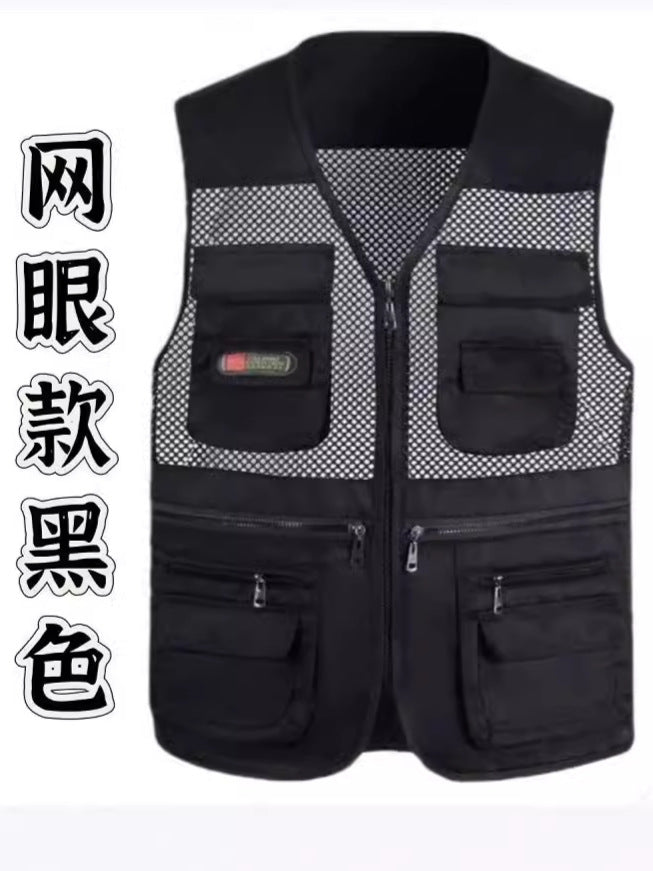 Cross-Border Outdoor Multi-Pocket Vest Men's Fishing Vest Photography Middle-Aged Men's Tops Work Clothes Middle-Aged and Elderly Dad Wear