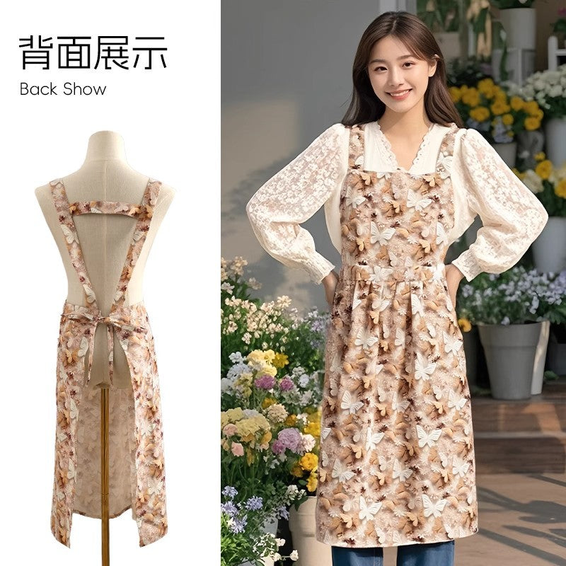 Floral Apron, High-Looking, Young Style, Anti-Fouling Suspenders, Flower Shop, Cafe, Cake Shop, Baking Work Clothes