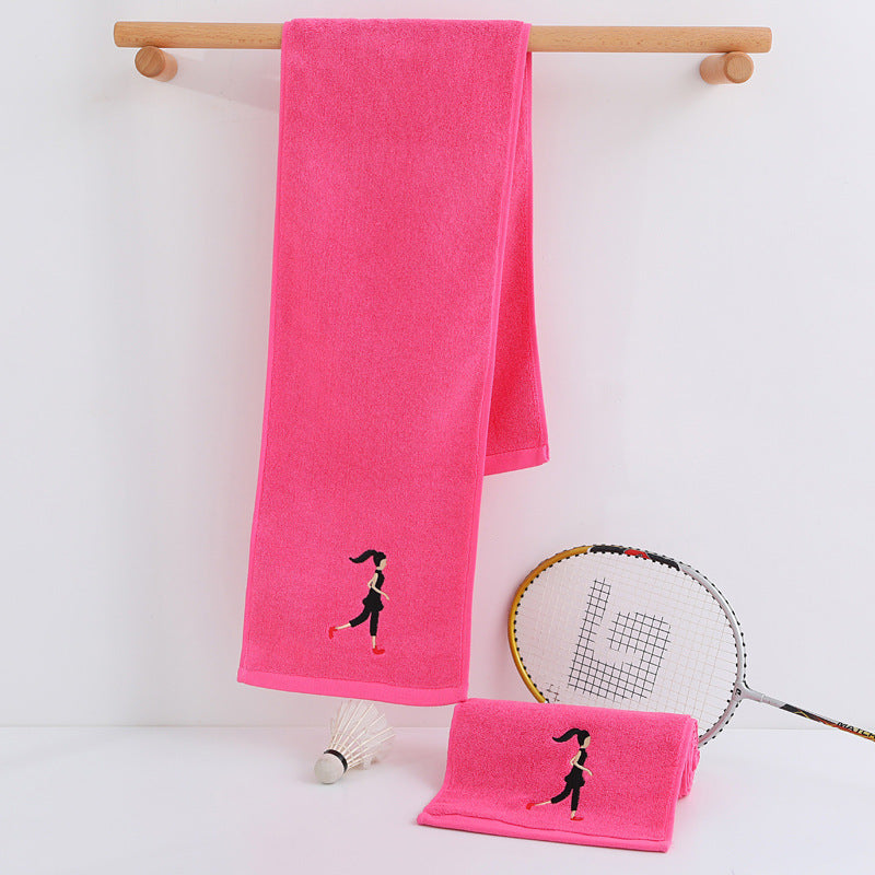 Cotton towel lengthened 1.1 meters sports gym running towel yoga towel sweat towel LOGO embroidered word