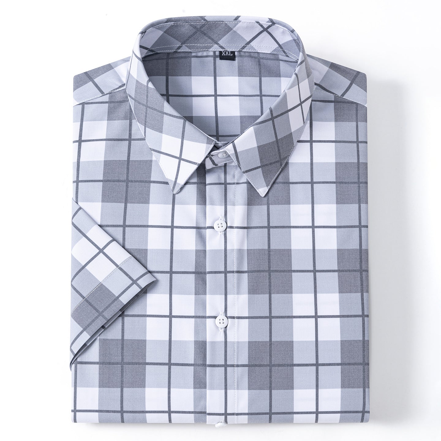 New 2025 Summer New Men's Short-Sleeved Bamboo Fiber Plaid Shirt Casual Half-Sleeved Pocketless Men's Lining