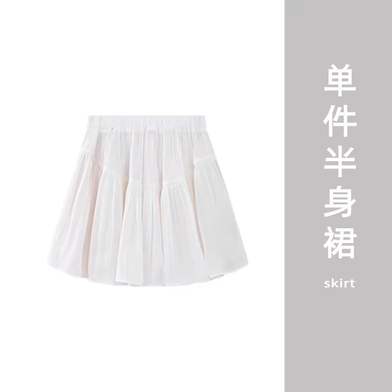 Skirt Summer Women's 2024 New Women's Fashionable Fashionable Western Style Top Short Skirt Tea Style Wear a Whole suit