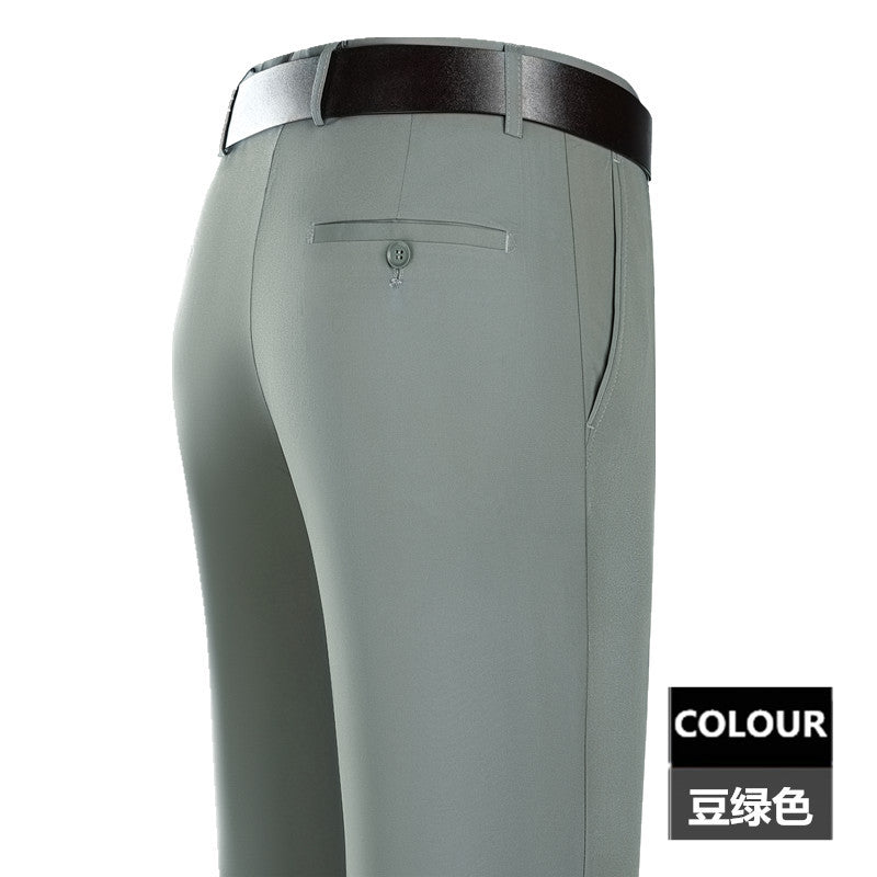 2025 New Summer Thin Mulberry Silk Middle-Aged Business Casual Straight Loose Wrinkle-Free Men's Pants