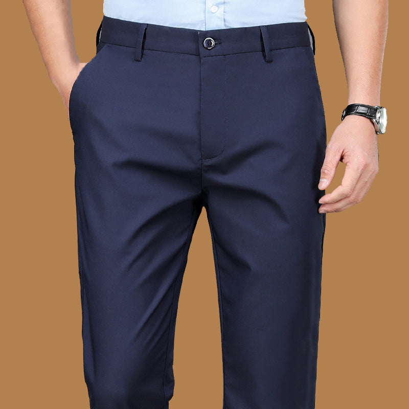 Men's Casual Trousers for Foreign Trade, Loose and Fattened, No-Iron Straight Suit, Business Elastic Trousers Wholesale