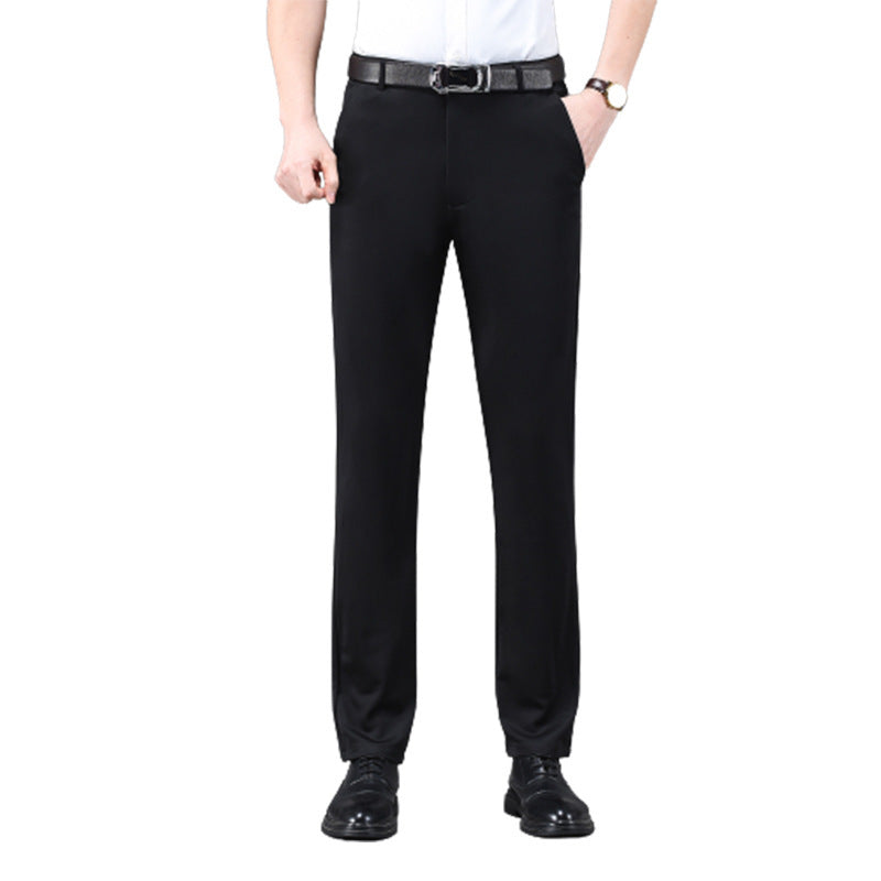 Business Casual Pants Men's Vertical Straight Dress Men's Spring and Summer Loose plus size Non-ironing Long Pants Stretch Pants