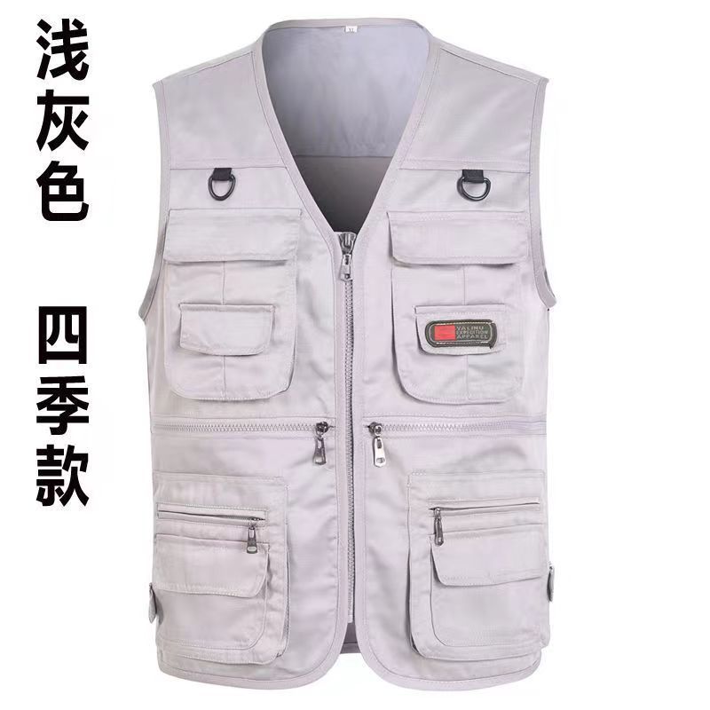 Cross-Border Outdoor Multi-Pocket Vest Men's Fishing Vest Photography Middle-Aged Men's Tops Work Clothes Middle-Aged and Elderly Dad Wear