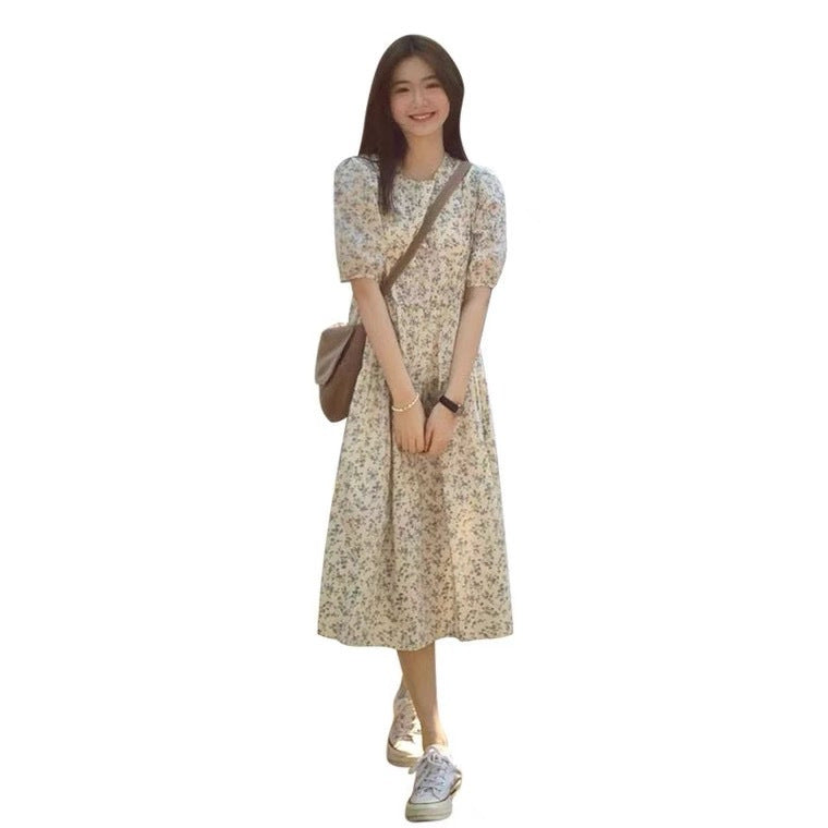 Summer 2024 New Seaside Vacation Elegant Floral Dress Platycodon grandiflorum Tea Break French Long Dress Women's Spring Dress