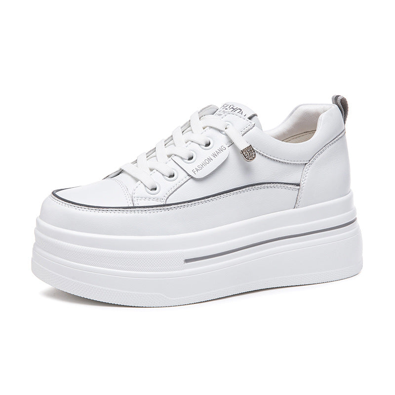 Small Size Women's Shoes 2026 Spring and Summer New Thick-Soled Height-Increasing White Sneakers for Petite Women, Lace-Free White Sneakers, Women's Flats