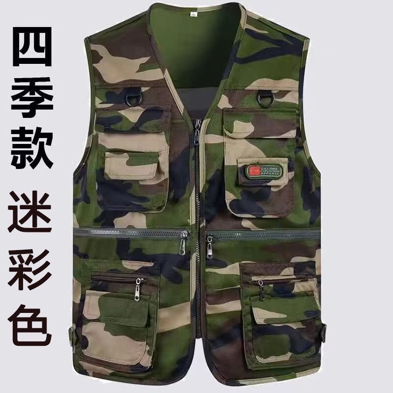 Cross-Border Outdoor Multi-Pocket Vest Men's Fishing Vest Photography Middle-Aged Men's Tops Work Clothes Middle-Aged and Elderly Dad Wear