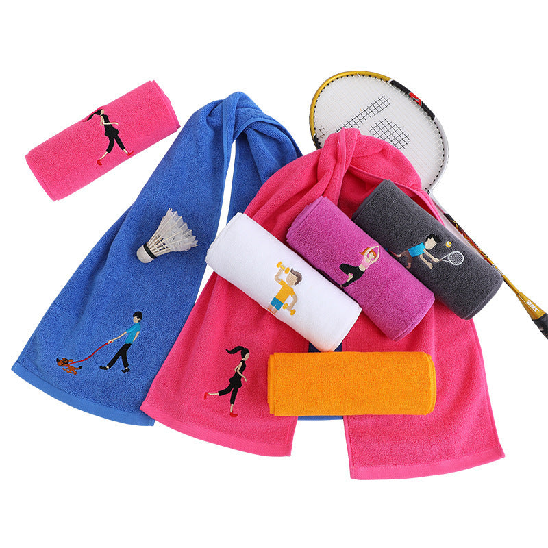 Cotton towel lengthened 1.1 meters sports gym running towel yoga towel sweat towel LOGO embroidered word