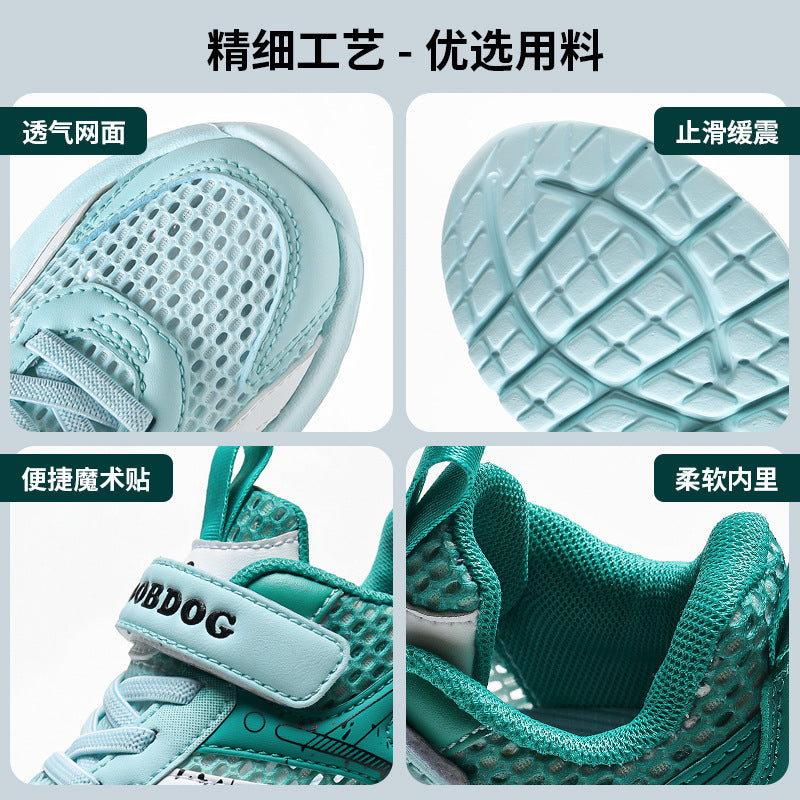 Babu bean children's shoes boys sneaker summer 2025 new hollow single mesh breathable mesh shoes big children's shoes