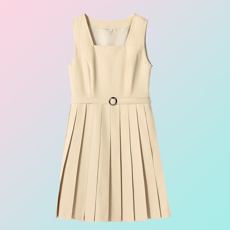 Original Spring and Summer Vest Dress Suit British College Dress Sleeveless Student Class Uniform School Uniform Work Clothing Versatile Women's Skirt