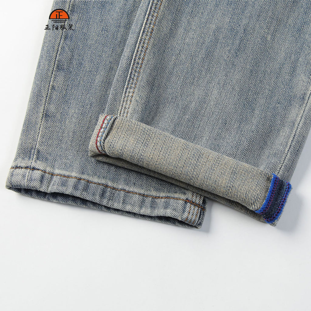 Summer New light blue Jeans Thin Men's Trousers Commuter Retro Fit Small Straight Jeans