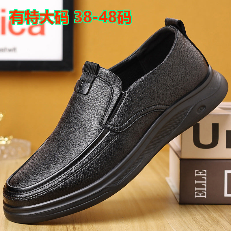 Summer Men's Shoes for Middle-Aged and Elderly People, Genuine Leather Breathable Men's Sandals, Leather Shoes, Soft Soles, Hollow Casual Shoes, Clogs