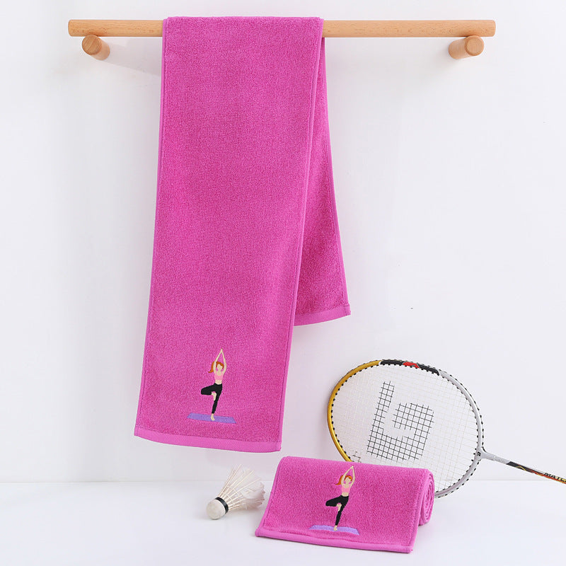 Cotton towel lengthened 1.1 meters sports gym running towel yoga towel sweat towel LOGO embroidered word