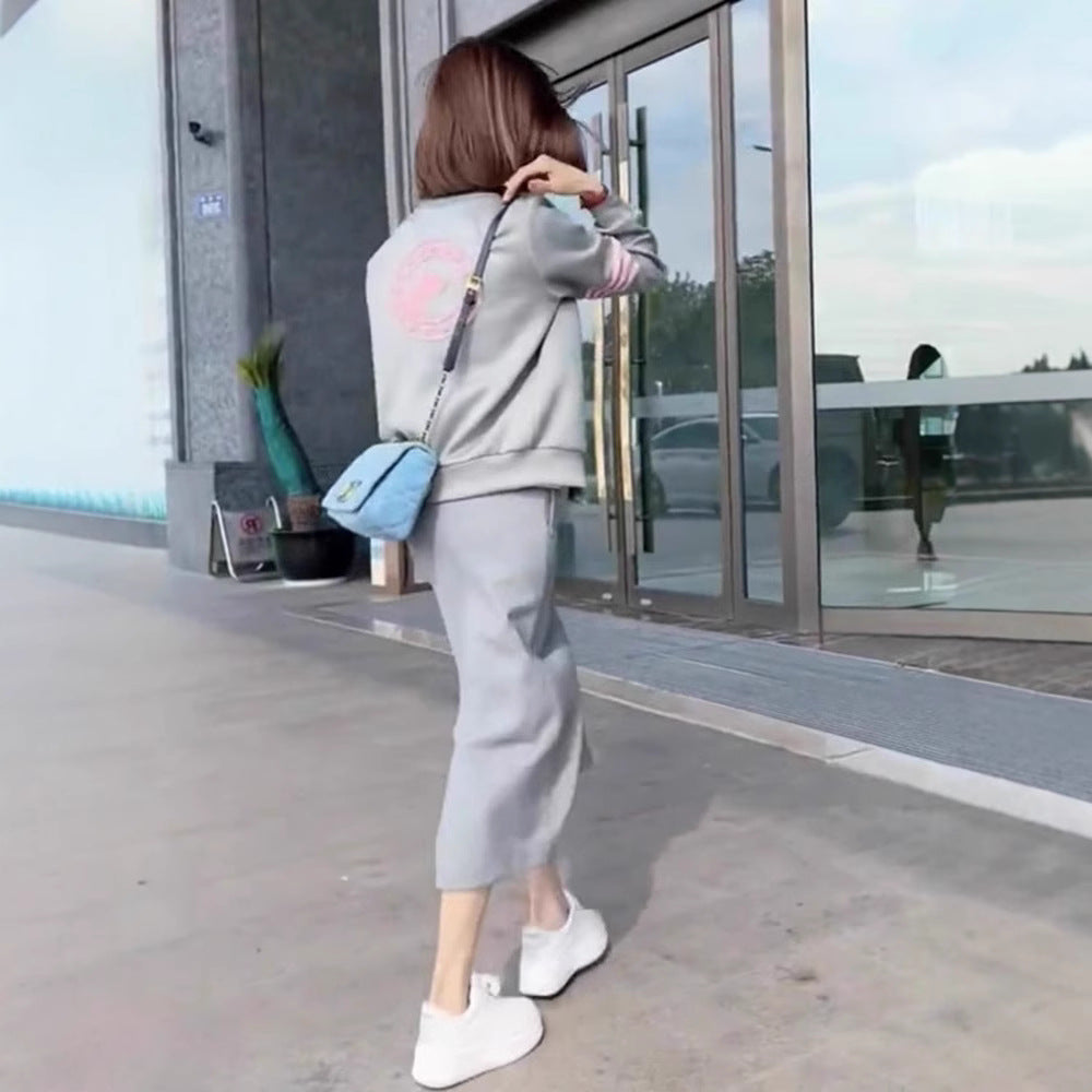 Spring Women's Shenzhen Nanyou New High-end Sense Fried Street Sweatshirt Dress Slim-fit Hip Skirt Two-piece Dress