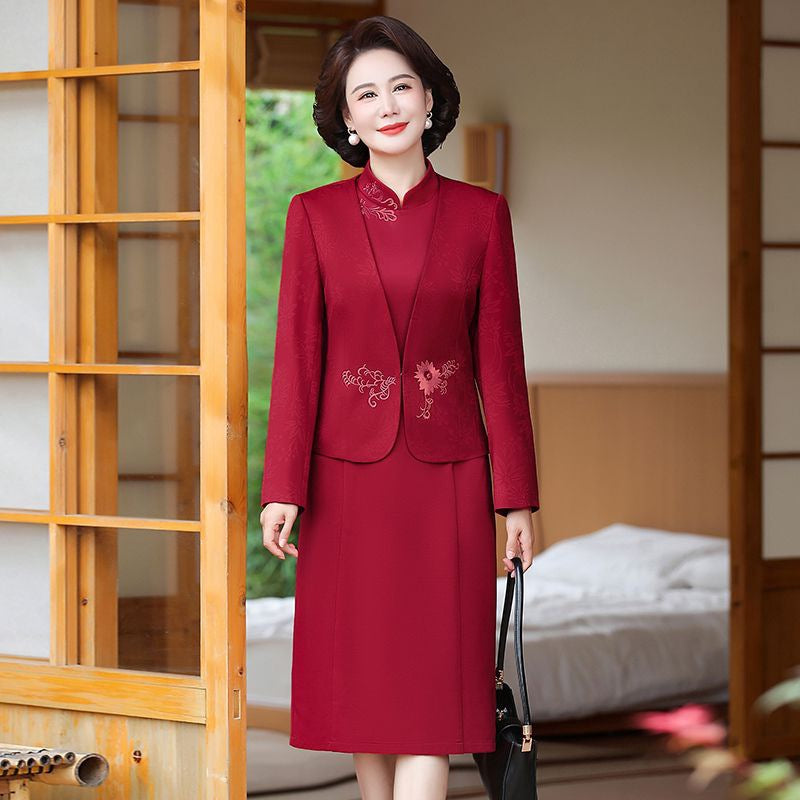 2024 New Chinese Mother's Wedding Dress Two-Piece Wedding Dress for dress Women's Spring and Autumn Middle Year Happy Mother-in-Law Wedding Dress