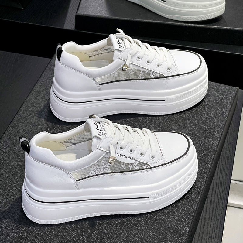Small Size Women's Shoes 2026 Spring and Summer New Thick-Soled Height-Increasing White Sneakers for Petite Women, Lace-Free White Sneakers, Women's Flats
