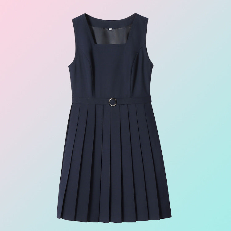 Original Spring and Summer Vest Dress Suit British College Dress Sleeveless Student Class Uniform School Uniform Work Clothing Versatile Women's Skirt