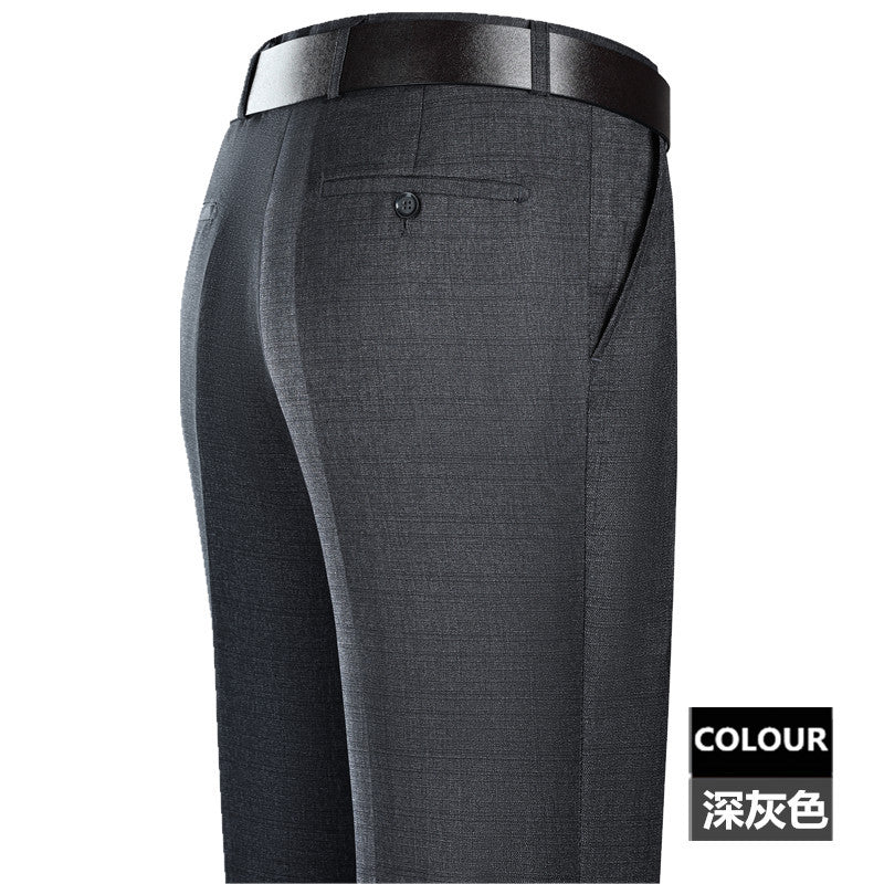 2025 New Summer Thin Mulberry Silk Middle-Aged Business Casual Straight Loose Wrinkle-Free Men's Pants