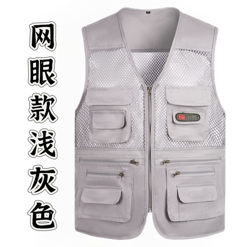 Cross-Border Outdoor Multi-Pocket Vest Men's Fishing Vest Photography Middle-Aged Men's Tops Work Clothes Middle-Aged and Elderly Dad Wear