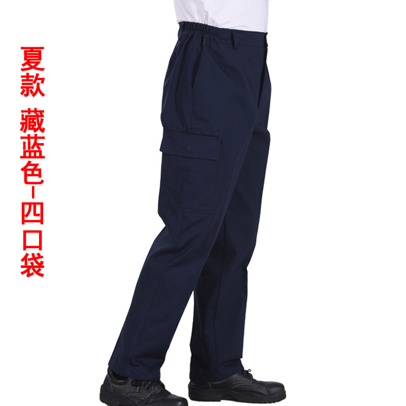 Autumn and Winter Pure Cotton Work Pants for Men, Wear-Resistant Welding Workwear, Blue Construction Site Workshop Handling Work Clothes Pants