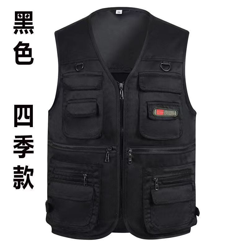 Cross-Border Outdoor Multi-Pocket Vest Men's Fishing Vest Photography Middle-Aged Men's Tops Work Clothes Middle-Aged and Elderly Dad Wear