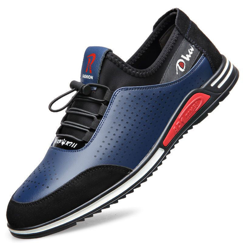 Cowhide New Men's Sports and Casual Shoes with Increased Height, Versatile Youth Trendy Shoes, Soft Leather, Soft Sole, Breathable Leather Shoes for Men